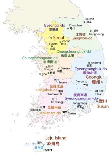 Map of south Korea