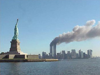 National Park Service 9-11 Statue of Liberty and WTC fire