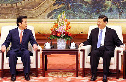 平成25（2013）年1月25日、習近平と北京は人民大会堂で会談する山口那津男・公明党代表